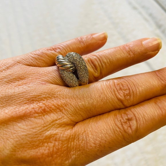 DAVID YURMAN DIAMOND STERLING SILVER INFINITY LOVE KNOT RING Sz 7 - Picture 8 of 8